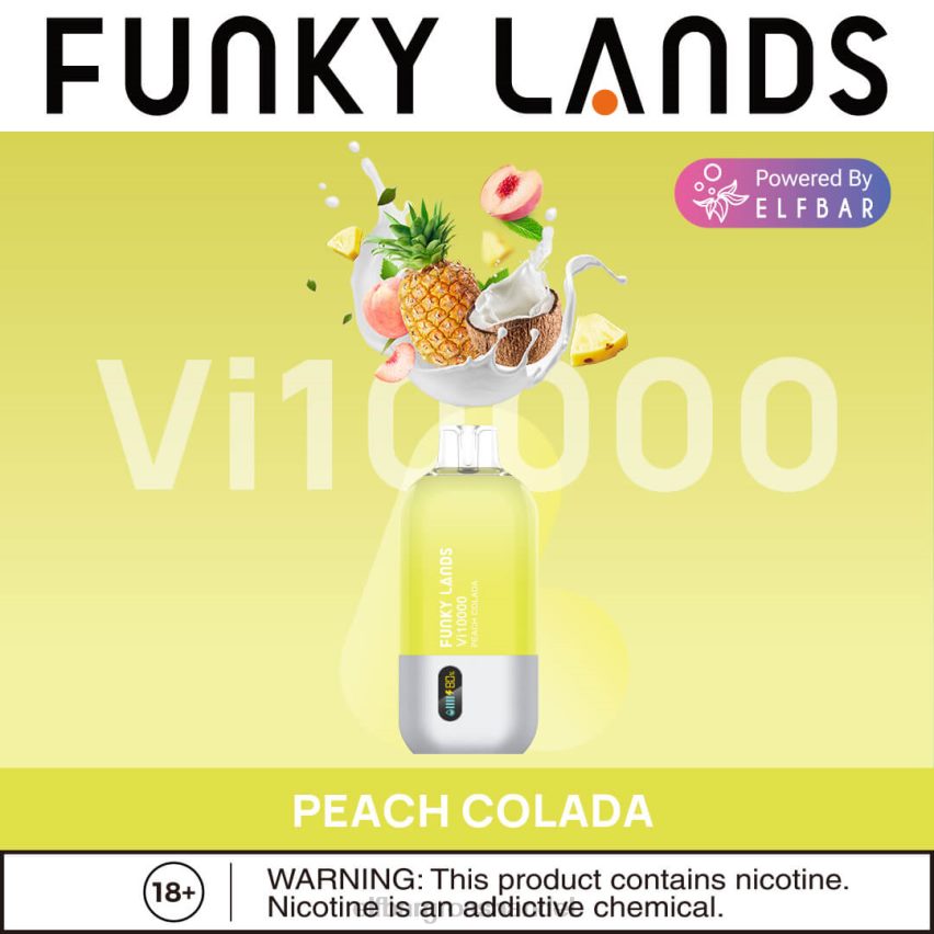 ELFBAR Deutschland Kontakt | ELFBAR Funky Lands Einweg-Vape VI10000 Züge Pfirsich-Colada VRHLDB162