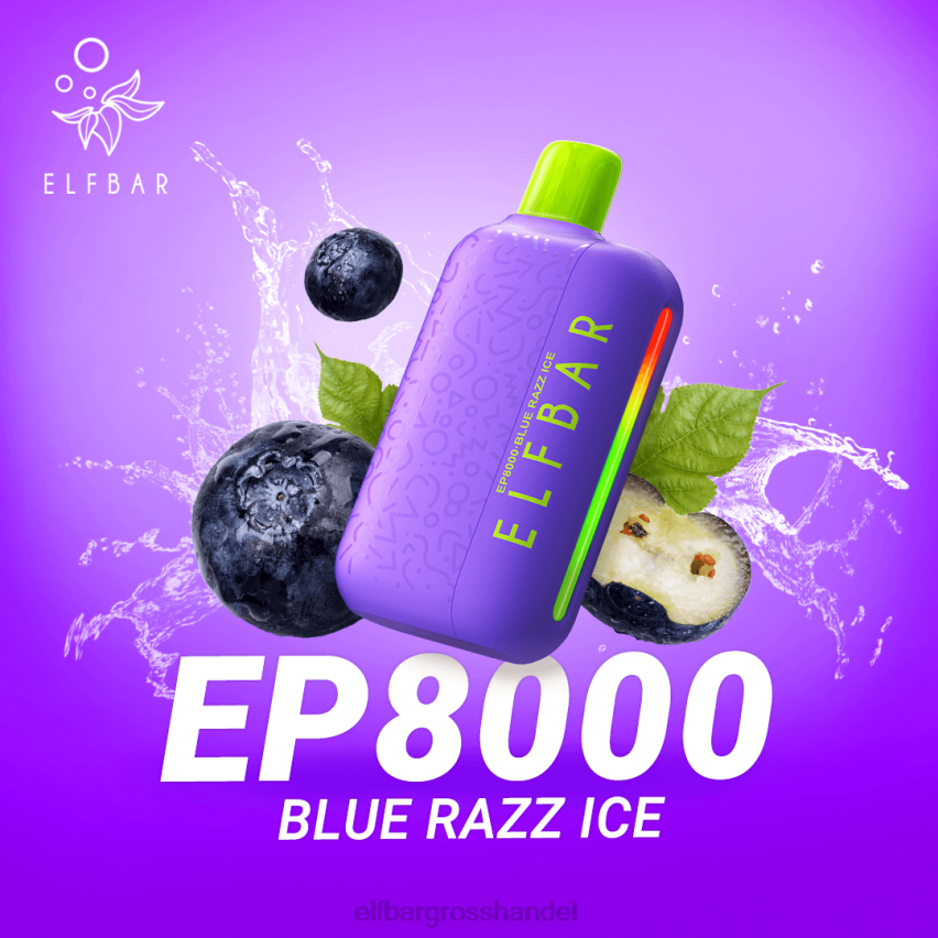 ELF BAR Elfa Akku | ELFBAR Einweg-Vapor neue ep8000 Puffs blaues Razz-Eis VRHLDB65