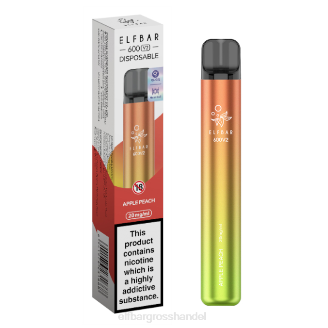 ELF BAR Elfa Akku | Elfbar 600v2 Einweg-Vaporizer – 20 mg 860Z11 Apfel-Pfirsich