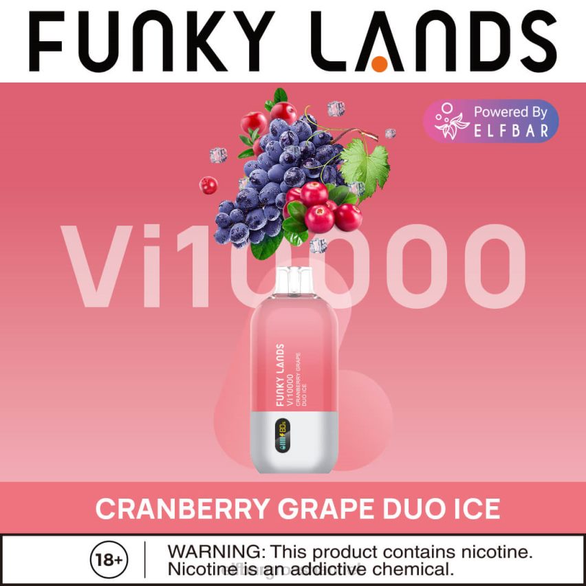 ELF BAR Elfa Großhandel | ELFBAR Funky Lands Einweg-Vape VI10000 Züge Cranberry-Trauben-Duo-Eis VRHLDB165