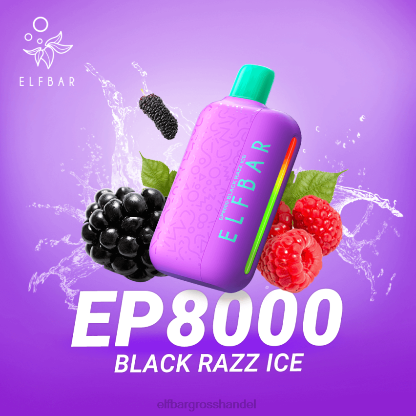 ELF BAR Elfa Laden | ELFBAR Einweg-Vapor neue ep8000 Puffs schwarzes Razz-Eis VRHLDB70