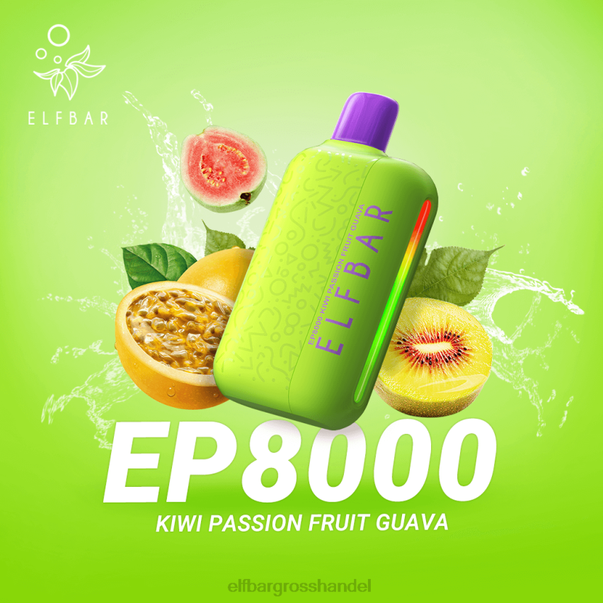 ELF BAR Großhandel Preis | ELFBAR Einweg-Vapor neue ep8000 Puffs Kiwi, Passionsfrucht, Guave VRHLDB60