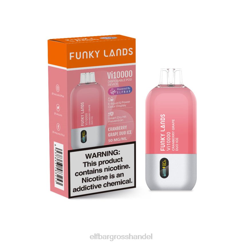 ELF BAR Großhandel Preis | ELFBAR Funky Lands Best Flavour Einweg-Vape VI10000 Grape Series Cranberry-Trauben-Duo-Eis VRHLDB150