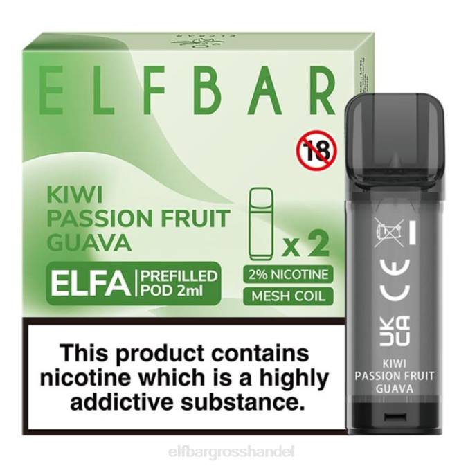 ELFBAR Elfa Pods Großhandel | Elfbar Elfa vorgefüllte Kapsel – 2 ml – 20 mg (2er-Pack) 860Z117 Kiwi, Passionsfrucht, Guave