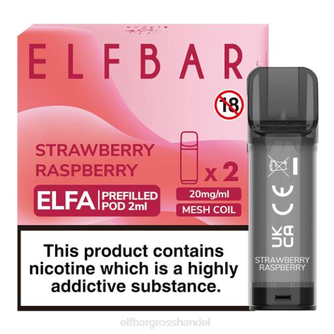 ELFBAR Großhandel Deutschland | Elfbar Elfa vorgefüllte Kapsel – 2 ml – 20 mg (2er-Pack) 860Z112 Erdbeer-Himbeere