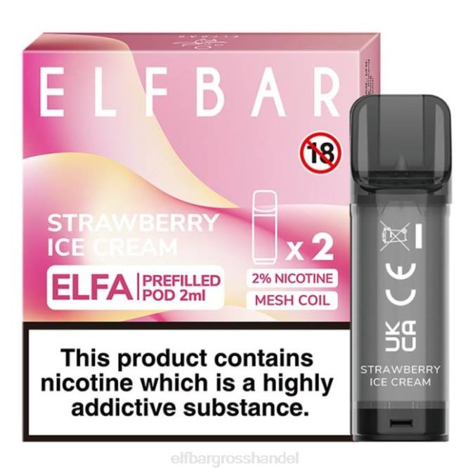 ELFBAR Großhandelspreis | Elfbar Elfa vorgefüllte Kapsel – 2 ml – 20 mg (2er-Pack) 860Z115 Erdbeereis