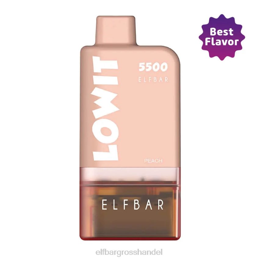 ELF BAR Elfa Akku | ELFBAR Vorgefülltes Pod-Kit Lowit 5500 2% Nic Peach Pfirsichschale + braune Batterie VRHLDB137