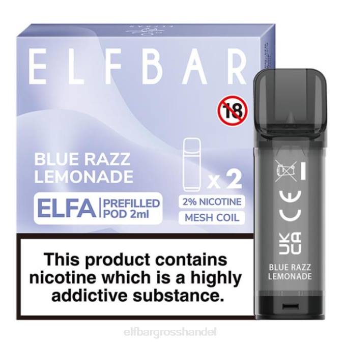 ELF BAR Elfa Akku | Elfbar Elfa vorgefüllte Kapsel – 2 ml – 20 mg (2er-Pack) 860Z119 Blue Razz Limonade