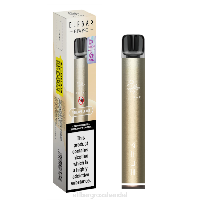 ELF BAR Elfa Großhandel | Elfbar Elfa Pro Pod Kit – wiederaufladbar 860Z75 dunkles Gold + vorgefüllte Ananaseis-Schote