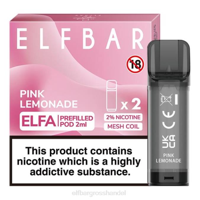 ELF BAR Elfa Großhandel | Elfbar Elfa vorgefüllte Kapsel – 2 ml – 20 mg (2er-Pack) 860Z111 pinke Limonade