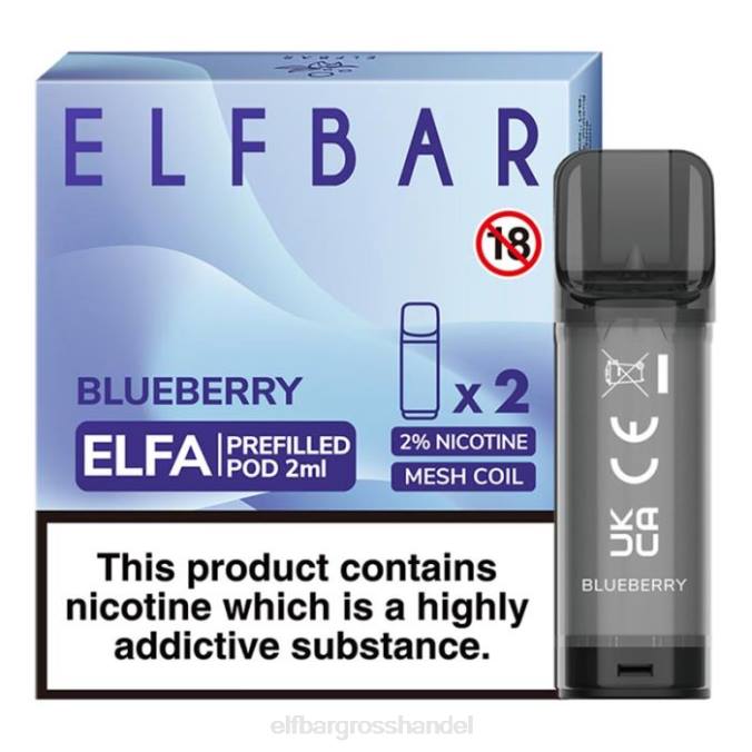 ELF BAR Elfa Laden | Elfbar Elfa vorgefüllte Kapsel – 2 ml – 20 mg (2er-Pack) 860Z106 Blaubeere