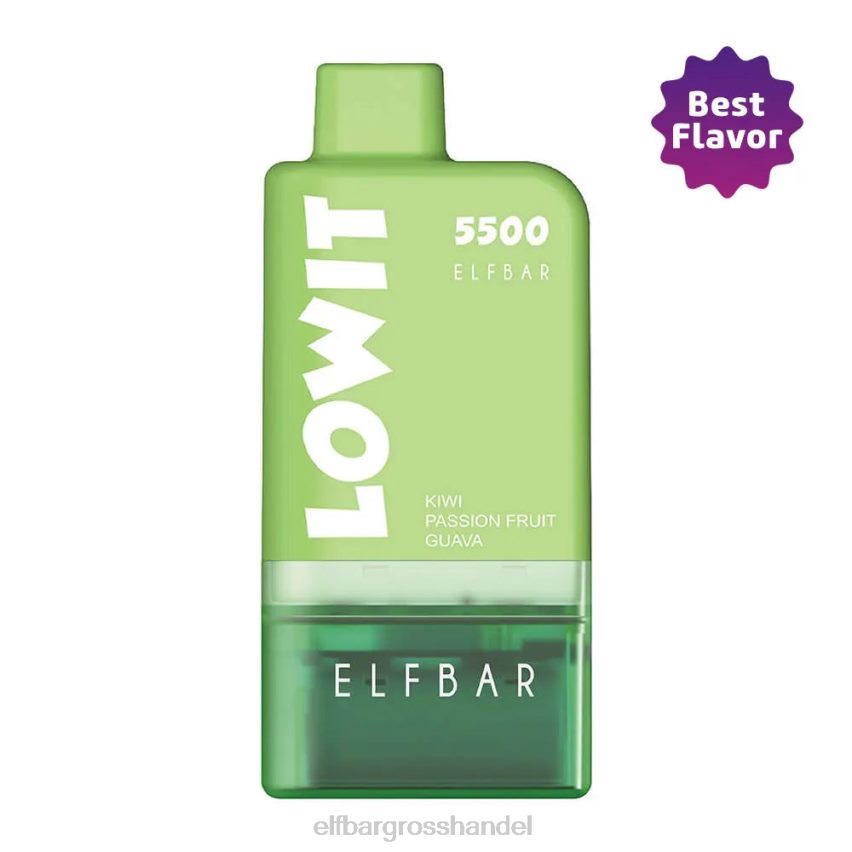 ELF BAR Elfa Pods | ELFBAR Vorgefülltes Pod-Kit Lowit 5500 2% Nic Kiwi Passionsfrucht Guave Kiwi-Passionsfrucht-Guava-Schote + grüne Batterie VRHLDB136