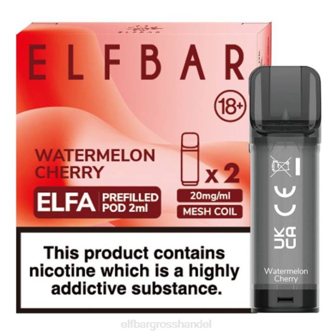 ELF BAR Elfa Pods Kaufen | Elfbar Elfa vorgefüllte Kapsel – 2 ml – 20 mg (2er-Pack) 860Z121 Wassermelonenkirsche