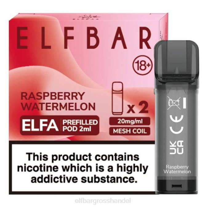 ELF BAR Elfa Pro | Elfbar Elfa vorgefüllte Kapsel – 2 ml – 20 mg (2er-Pack) 860Z122 Himbeer-Wassermelone