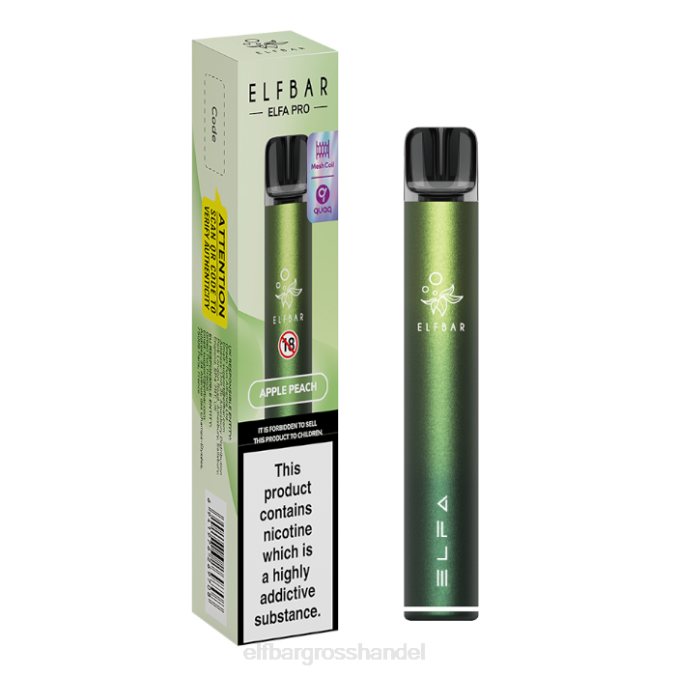 ELF BAR Großhandel | Elfbar Elfa Pro Pod Kit – wiederaufladbar 860Z73 Aurora Green + Apfel-Pfirsich vorgefüllte Schote