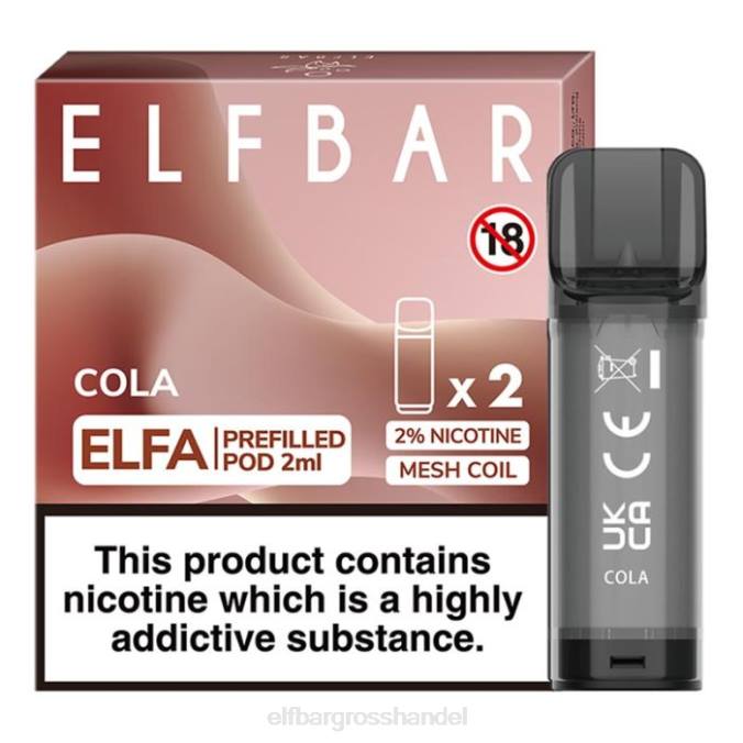 ELF BAR Großhandel | Elfbar Elfa vorgefüllte Kapsel – 2 ml – 20 mg (2er-Pack) 860Z109 Cola