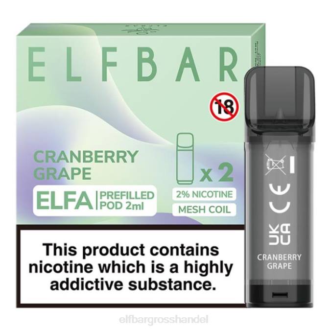 ELF BAR Großhandel | Elfbar Elfa vorgefüllte Kapsel – 2 ml – 20 mg (2er-Pack) 860Z127 Cranberry-Traube